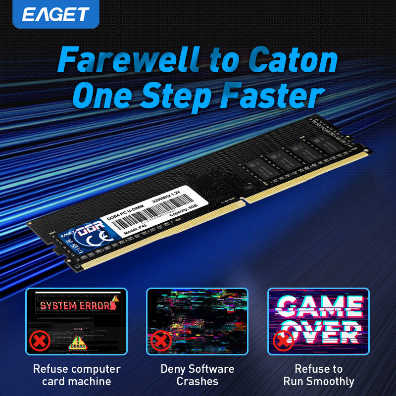 ذاكرة EAGET DDR4 RAM لسطح المكتب، 3000 ميجاهرتز 16 جيجابايت/8 جيجابايت، ذاكرة PC، ذاكرة سطح المكتب عالية الأداء UDIMM 288-Pin، متوافقة مع ترقية ذاكرة Intel و AMD Ryzen (لا تدعم XMP)