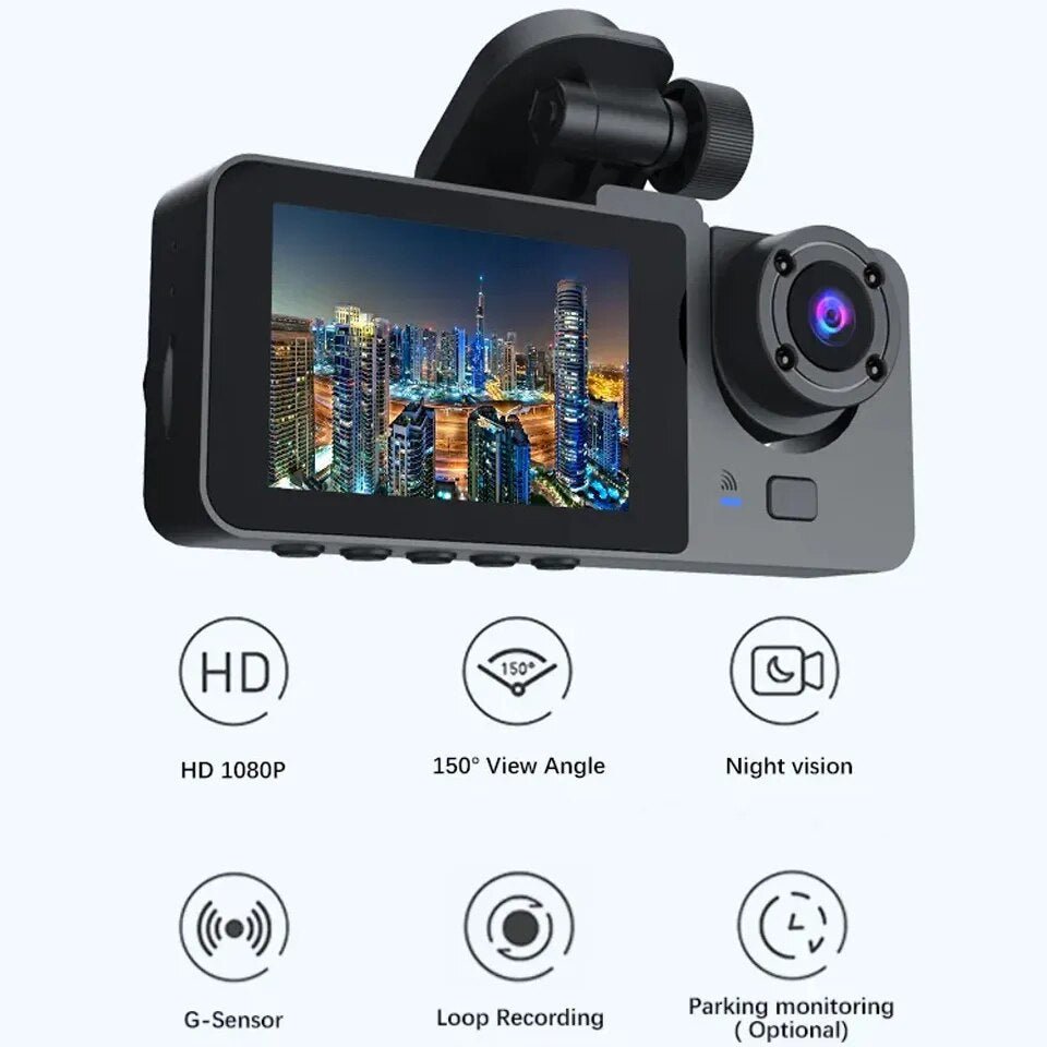 3 Lens Car Video recorder HD1080P Dash Cam Car Black Box 2.0inch IPS Camera Recorder Night Vision G-sensor Loop Recording Dvr - منصة بي مارت للتسوق الإلكتروني3 Lens Car Video recorder HD1080P Dash Cam Car Black Box 2.0inch IPS Camera Recorder Night Vision G-sensor Loop Recording Dvr