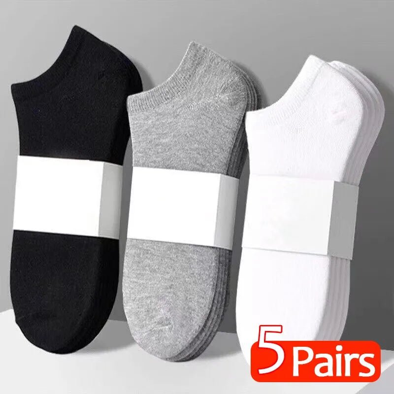 5pairs Mens Socks Boat Black Business Solid Color Breathable Comfortable High Quality Ankle - منصة بي مارت للتسوق الإلكتروني5pairs Mens Socks Boat Black Business Solid Color Breathable Comfortable High Quality Ankle