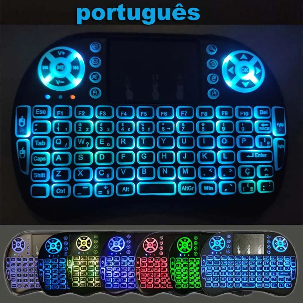 7 Backlit English Russian French Spanish Portuguese Arabic 2.4G Air Mouse Remote for Android TV Box PC I8 Mini Wireless Keyboard - منصة بي مارت للتسوق الإلكتروني7 Backlit English Russian French Spanish Portuguese Arabic 2.4G Air Mouse Remote for Android TV Box PC I8 Mini Wireless Keyboard