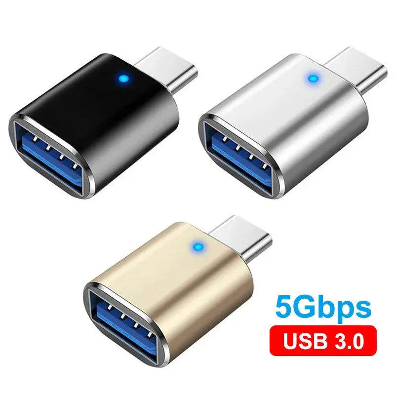 USB 3.0 إلى نوع C محول LED OTG إلى USB C USB-A إلى المصغّر USB نوع C موصل سالب لمحولات هواوي سامسونج شاومي POCO B MART
