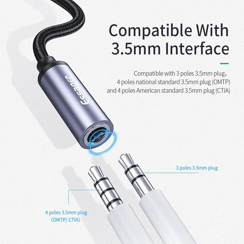 بي مارت Essager USB نوع C 3.5 جاك سماعة محول USB C إلى 3.5 مللي متر سماعات AUX محول الصوت كابل لهواوي P30 شاومي Mi 10 9 Es B MART