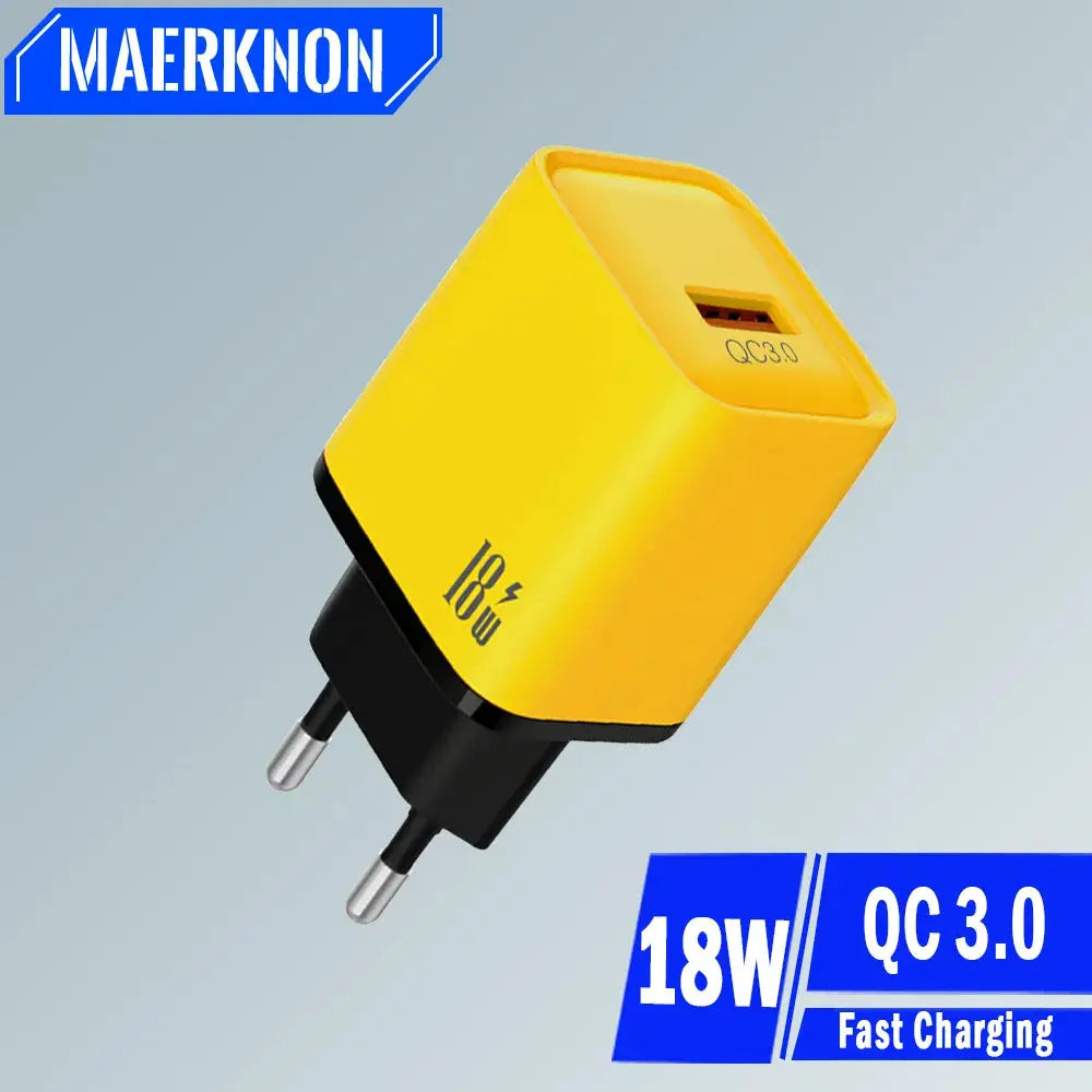 شاحن USB 18 وات شاحن سريع 3.0 محول شاحن الهاتف المحمول شحن سريع لهاتف آيفون 14 وسامسونج S22 وشاومي 13 12 شاحن حائط B MART