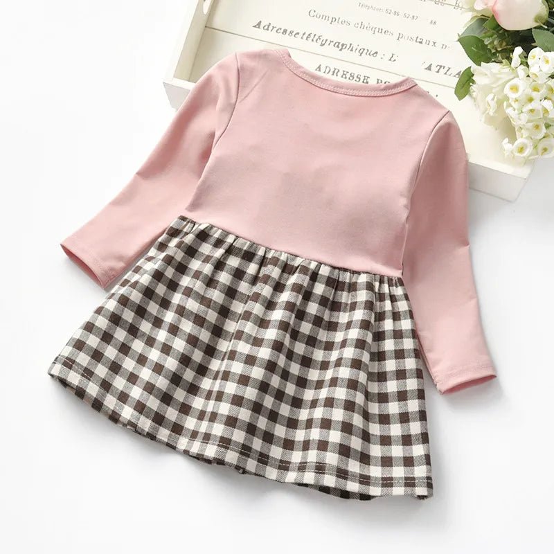 Autumn 2023 baby girls rivet plaid long-sleeved dresses Toddler fake two pcs lace princess dresses - منصة بي مارت للتسوق الإلكترونيAutumn 2023 baby girls rivet plaid long-sleeved dresses Toddler fake two pcs lace princess dresses