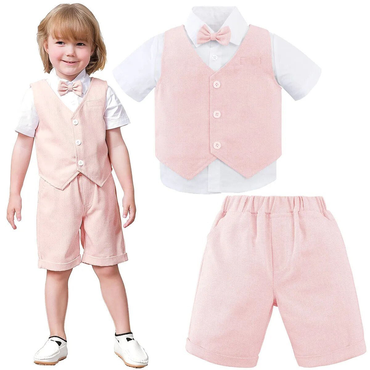 Baby Boy Clothes Toddler Wedding Suit Set Kids Birthday Party Outfit Gemtleman Formal Short Sleeve Cotton Clothing Set 3PCS - منصة بي مارت للتسوق الإلكترونيBaby Boy Clothes Toddler Wedding Suit Set Kids Birthday Party Outfit Gemtleman Formal Short Sleeve Cotton Clothing Set 3PCS