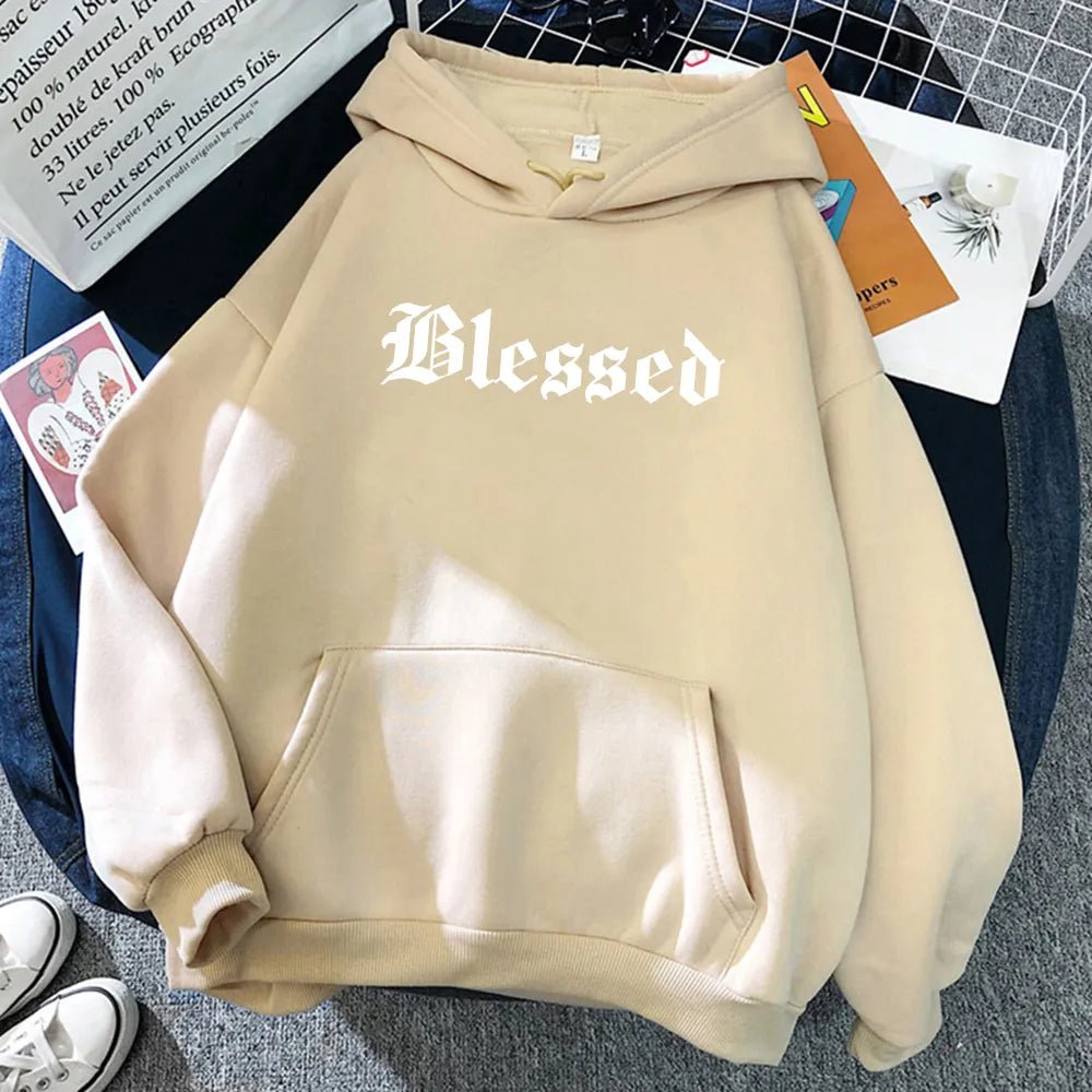 Blessed Creativity Printed Hoodies Women Street Style Hip Hop Hoody Autumn Loose Fleece Clothing Comfortable Pullover Sweatshirt - منصة بي مارت للتسوق الإلكترونيBlessed Creativity Printed Hoodies Women Street Style Hip Hop Hoody Autumn Loose Fleece Clothing Comfortable Pullover Sweatshirt