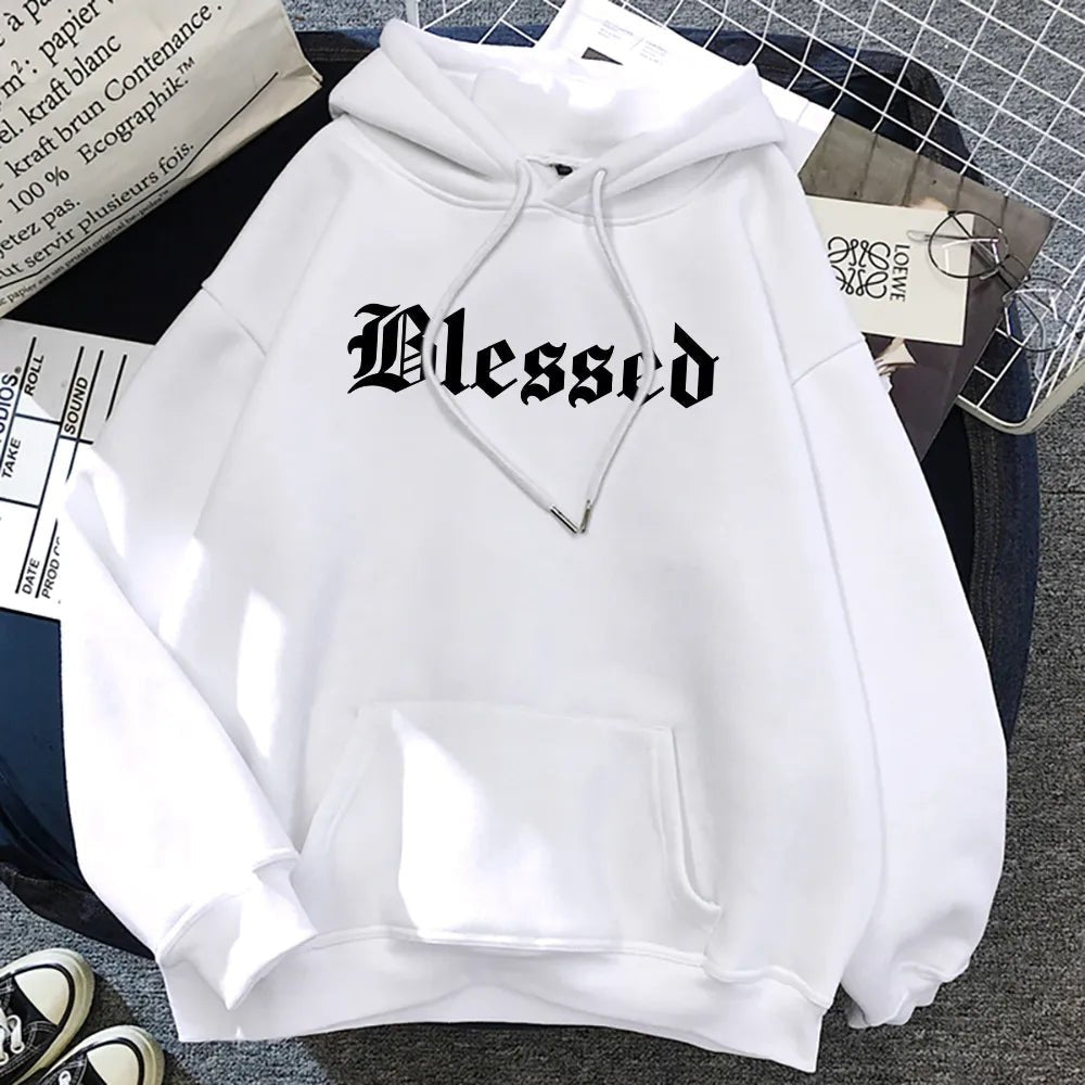 Blessed Creativity Printed Hoodies Women Street Style Hip Hop Hoody Autumn Loose Fleece Clothing Comfortable Pullover Sweatshirt - منصة بي مارت للتسوق الإلكترونيBlessed Creativity Printed Hoodies Women Street Style Hip Hop Hoody Autumn Loose Fleece Clothing Comfortable Pullover Sweatshirt