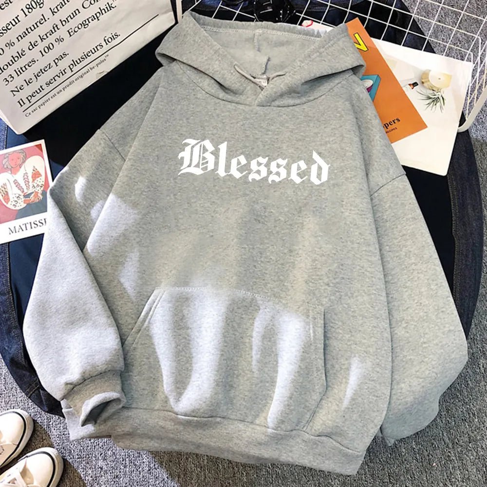 Blessed Creativity Printed Hoodies Women Street Style Hip Hop Hoody Autumn Loose Fleece Clothing Comfortable Pullover Sweatshirt - منصة بي مارت للتسوق الإلكترونيBlessed Creativity Printed Hoodies Women Street Style Hip Hop Hoody Autumn Loose Fleece Clothing Comfortable Pullover Sweatshirt