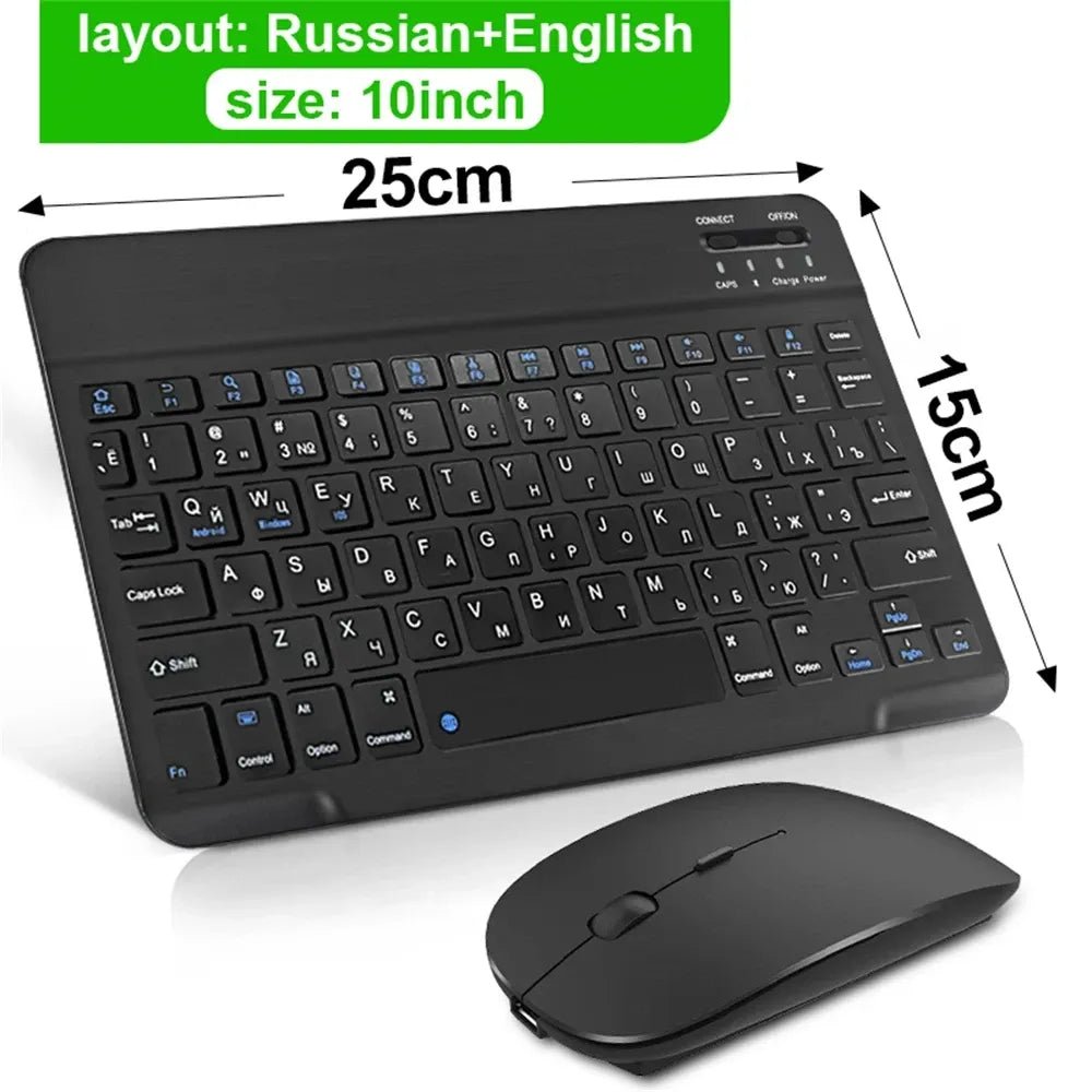 Bluetooth Wireless Keyboard Mouse For IOS Android Windows Tablet For iPad Air Mini Pro Spanish Korean Portugal Russian Keyboard - منصة بي مارت للتسوق الإلكترونيBluetooth Wireless Keyboard Mouse For IOS Android Windows Tablet For iPad Air Mini Pro Spanish Korean Portugal Russian Keyboard