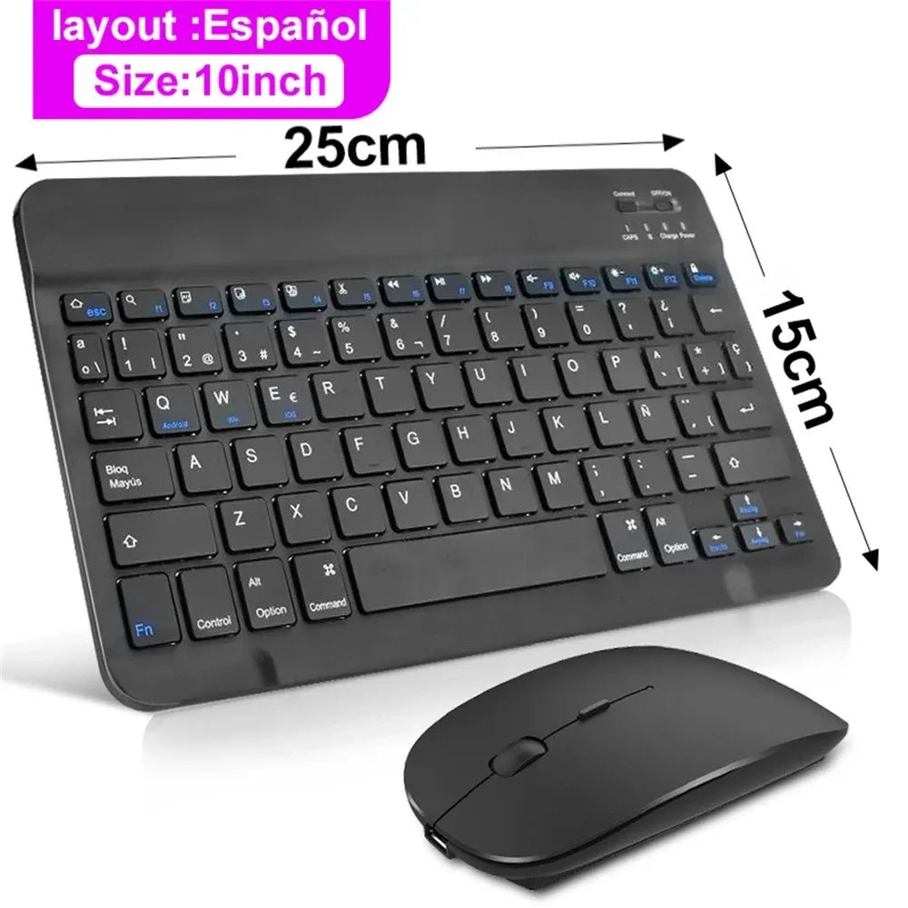 Bluetooth Wireless Keyboard Mouse For IOS Android Windows Tablet For iPad Air Mini Pro Spanish Korean Portugal Russian Keyboard - منصة بي مارت للتسوق الإلكترونيBluetooth Wireless Keyboard Mouse For IOS Android Windows Tablet For iPad Air Mini Pro Spanish Korean Portugal Russian Keyboard