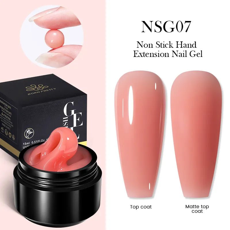 BORN PRETTY 15ML Non Stick Hand Solid Extension Nail Gel Clear Nude Pink Extension Gel Rhinestone Glue Gel Easy to Operate - منصة بي مارت للتسوق الإلكترونيBORN PRETTY 15ML Non Stick Hand Solid Extension Nail Gel Clear Nude Pink Extension Gel Rhinestone Glue Gel Easy to Operate