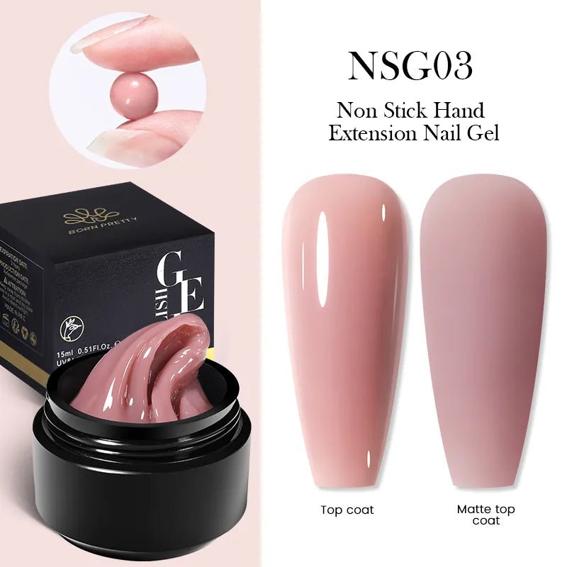 BORN PRETTY 15ML Non Stick Hand Solid Extension Nail Gel Clear Nude Pink Extension Gel Rhinestone Glue Gel Easy to Operate - منصة بي مارت للتسوق الإلكترونيBORN PRETTY 15ML Non Stick Hand Solid Extension Nail Gel Clear Nude Pink Extension Gel Rhinestone Glue Gel Easy to Operate