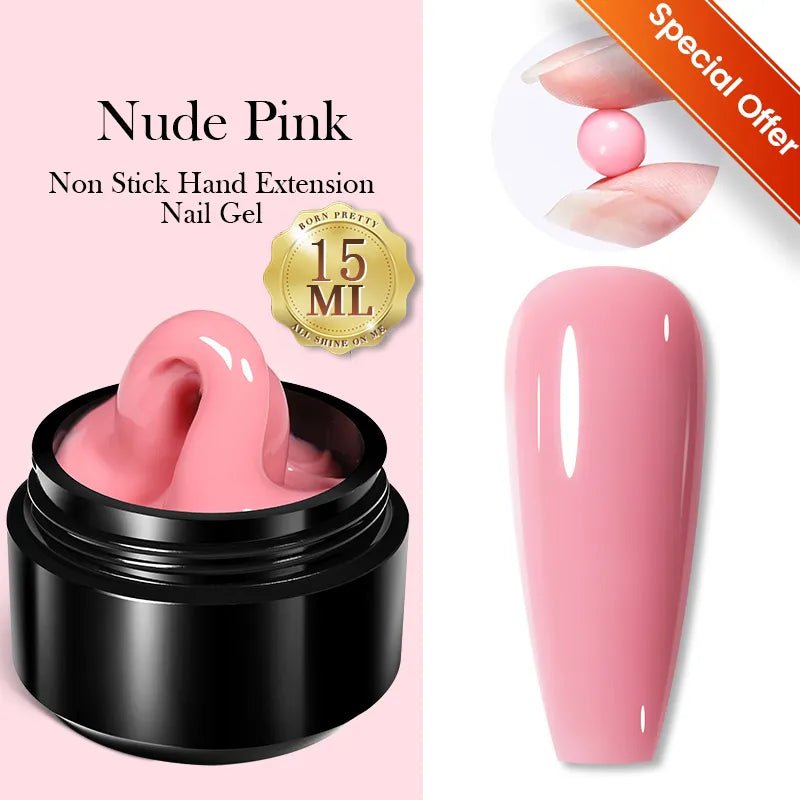 BORN PRETTY 15ML Non Stick Hand Solid Extension Nail Gel Clear Nude Pink Extension Gel Rhinestone Glue Gel Easy to Operate - منصة بي مارت للتسوق الإلكترونيBORN PRETTY 15ML Non Stick Hand Solid Extension Nail Gel Clear Nude Pink Extension Gel Rhinestone Glue Gel Easy to Operate