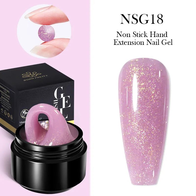 BORN PRETTY 15ML Non Stick Hand Solid Extension Nail Gel Clear Nude Pink Extension Gel Rhinestone Glue Gel Easy to Operate - منصة بي مارت للتسوق الإلكترونيBORN PRETTY 15ML Non Stick Hand Solid Extension Nail Gel Clear Nude Pink Extension Gel Rhinestone Glue Gel Easy to Operate