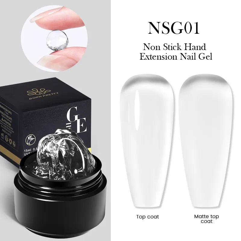 BORN PRETTY 15ML Non Stick Hand Solid Extension Nail Gel Clear Nude Pink Extension Gel Rhinestone Glue Gel Easy to Operate - منصة بي مارت للتسوق الإلكترونيBORN PRETTY 15ML Non Stick Hand Solid Extension Nail Gel Clear Nude Pink Extension Gel Rhinestone Glue Gel Easy to Operate