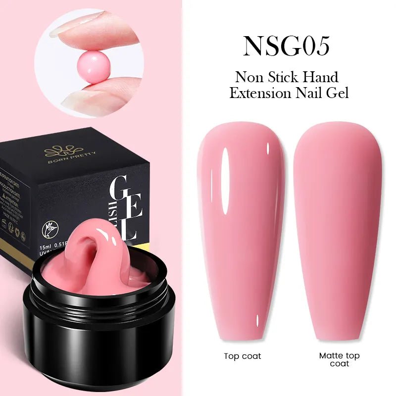 BORN PRETTY 15ML Non Stick Hand Solid Extension Nail Gel Clear Nude Pink Extension Gel Rhinestone Glue Gel Easy to Operate - منصة بي مارت للتسوق الإلكترونيBORN PRETTY 15ML Non Stick Hand Solid Extension Nail Gel Clear Nude Pink Extension Gel Rhinestone Glue Gel Easy to Operate
