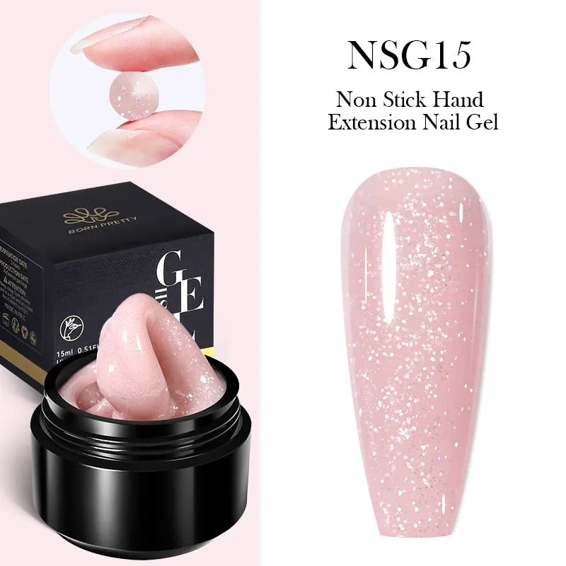 BORN PRETTY 15ML Non Stick Hand Solid Extension Nail Gel Clear Nude Pink Extension Gel Rhinestone Glue Gel Easy to Operate - منصة بي مارت للتسوق الإلكترونيBORN PRETTY 15ML Non Stick Hand Solid Extension Nail Gel Clear Nude Pink Extension Gel Rhinestone Glue Gel Easy to Operate