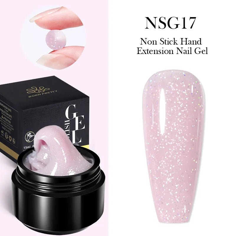 BORN PRETTY 15ML Non Stick Hand Solid Extension Nail Gel Clear Nude Pink Extension Gel Rhinestone Glue Gel Easy to Operate - منصة بي مارت للتسوق الإلكترونيBORN PRETTY 15ML Non Stick Hand Solid Extension Nail Gel Clear Nude Pink Extension Gel Rhinestone Glue Gel Easy to Operate