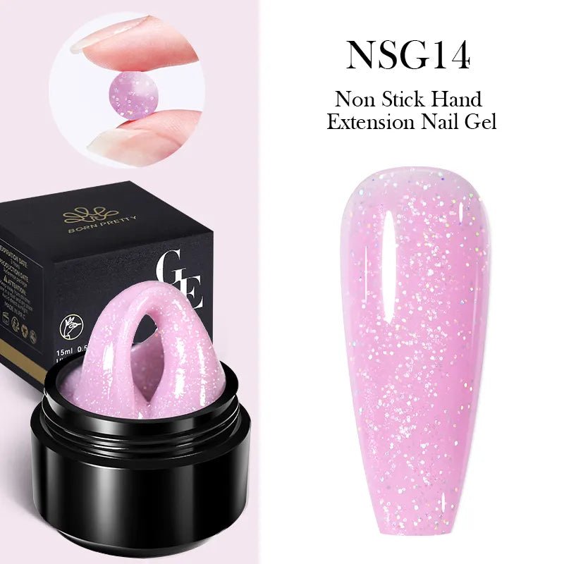 BORN PRETTY 15ML Non Stick Hand Solid Extension Nail Gel Clear Nude Pink Extension Gel Rhinestone Glue Gel Easy to Operate - منصة بي مارت للتسوق الإلكترونيBORN PRETTY 15ML Non Stick Hand Solid Extension Nail Gel Clear Nude Pink Extension Gel Rhinestone Glue Gel Easy to Operate