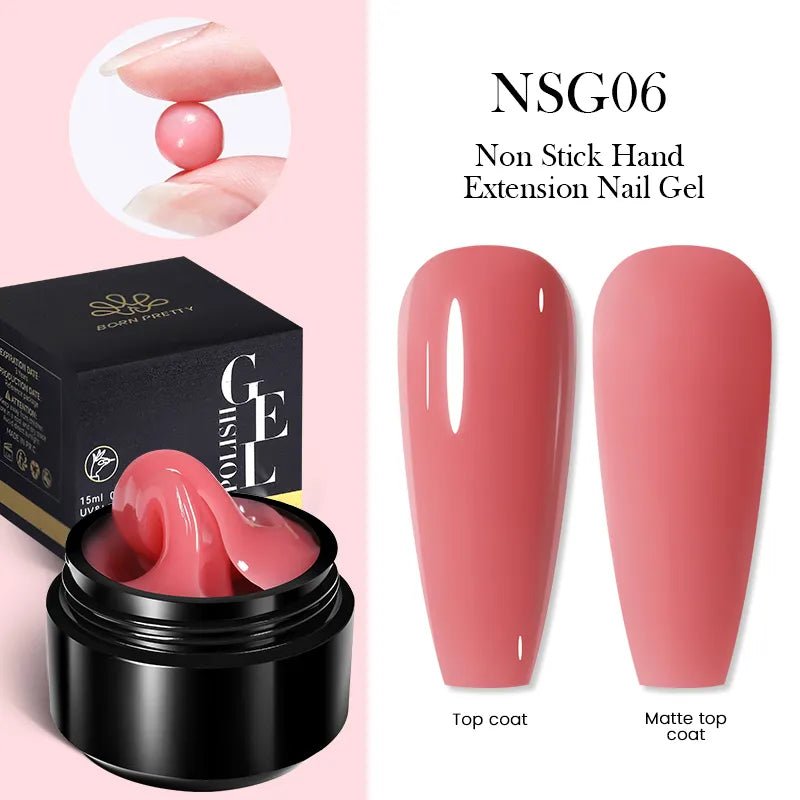 BORN PRETTY 15ML Non Stick Hand Solid Extension Nail Gel Clear Nude Pink Extension Gel Rhinestone Glue Gel Easy to Operate - منصة بي مارت للتسوق الإلكترونيBORN PRETTY 15ML Non Stick Hand Solid Extension Nail Gel Clear Nude Pink Extension Gel Rhinestone Glue Gel Easy to Operate