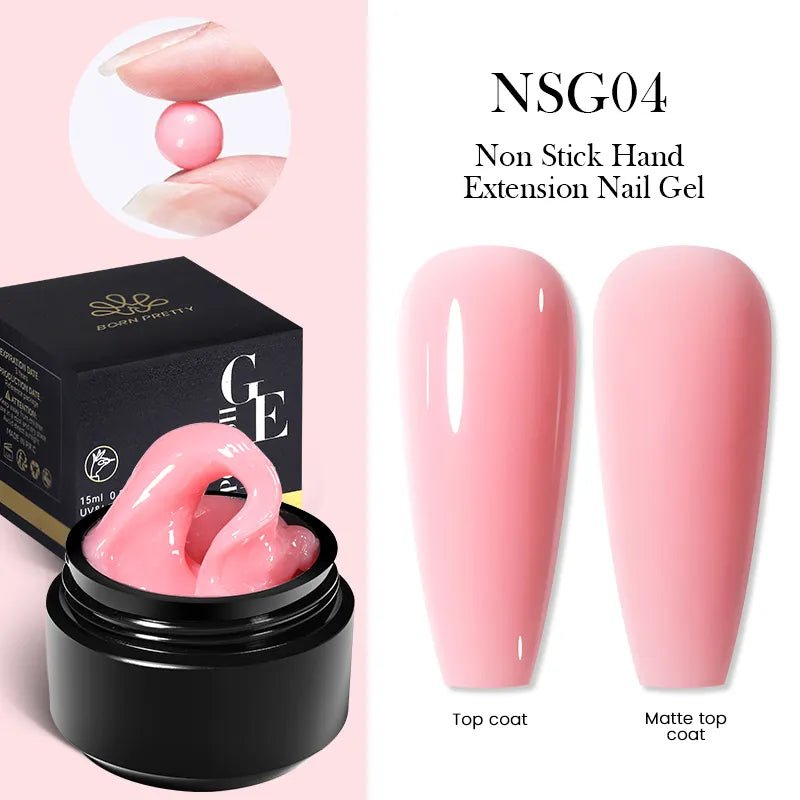 BORN PRETTY 15ML Non Stick Hand Solid Extension Nail Gel Clear Nude Pink Extension Gel Rhinestone Glue Gel Easy to Operate - منصة بي مارت للتسوق الإلكترونيBORN PRETTY 15ML Non Stick Hand Solid Extension Nail Gel Clear Nude Pink Extension Gel Rhinestone Glue Gel Easy to Operate