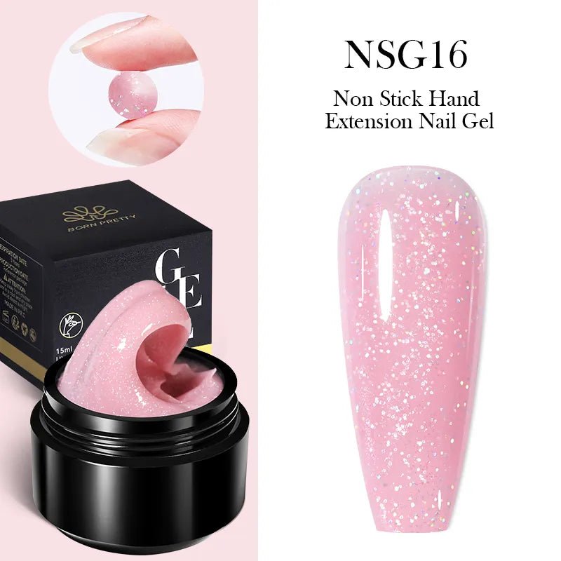 BORN PRETTY 15ML Non Stick Hand Solid Extension Nail Gel Clear Nude Pink Extension Gel Rhinestone Glue Gel Easy to Operate - منصة بي مارت للتسوق الإلكترونيBORN PRETTY 15ML Non Stick Hand Solid Extension Nail Gel Clear Nude Pink Extension Gel Rhinestone Glue Gel Easy to Operate