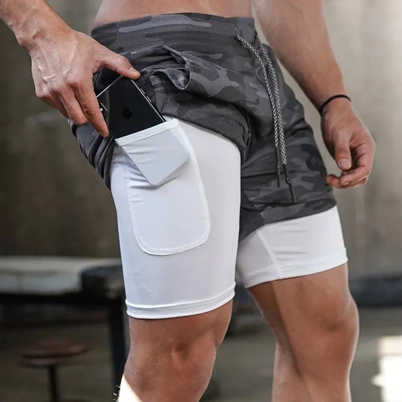 Camo Running Basketball 2 In 1 Quick Dry Men Gym Sports Shorts Workout Training Fitness Jogging Pants Breathable High elasticity - منصة بي مارت للتسوق الإلكترونيCamo Running Basketball 2 In 1 Quick Dry Men Gym Sports Shorts Workout Training Fitness Jogging Pants Breathable High elasticity
