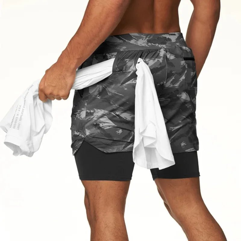 Camo Running Basketball 2 In 1 Quick Dry Men Gym Sports Shorts Workout Training Fitness Jogging Pants Breathable High elasticity - منصة بي مارت للتسوق الإلكترونيCamo Running Basketball 2 In 1 Quick Dry Men Gym Sports Shorts Workout Training Fitness Jogging Pants Breathable High elasticity