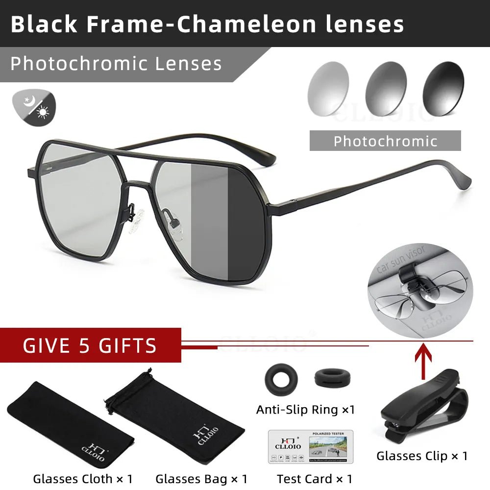 CLLOIO New Fashion Aluminum Photochromic Sunglasses Men Women Polarized Sun Glasses Chameleon Anti-glare Driving Oculos de sol - منصة بي مارت للتسوق الإلكترونيCLLOIO New Fashion Aluminum Photochromic Sunglasses Men Women Polarized Sun Glasses Chameleon Anti-glare Driving Oculos de sol