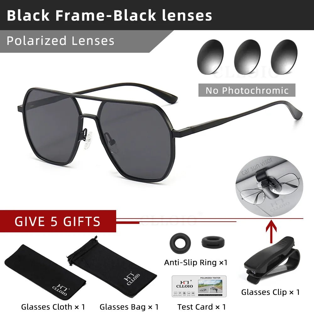 CLLOIO New Fashion Aluminum Photochromic Sunglasses Men Women Polarized Sun Glasses Chameleon Anti-glare Driving Oculos de sol - منصة بي مارت للتسوق الإلكترونيCLLOIO New Fashion Aluminum Photochromic Sunglasses Men Women Polarized Sun Glasses Chameleon Anti-glare Driving Oculos de sol
