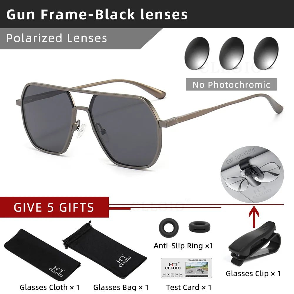 CLLOIO New Fashion Aluminum Photochromic Sunglasses Men Women Polarized Sun Glasses Chameleon Anti-glare Driving Oculos de sol - منصة بي مارت للتسوق الإلكترونيCLLOIO New Fashion Aluminum Photochromic Sunglasses Men Women Polarized Sun Glasses Chameleon Anti-glare Driving Oculos de sol