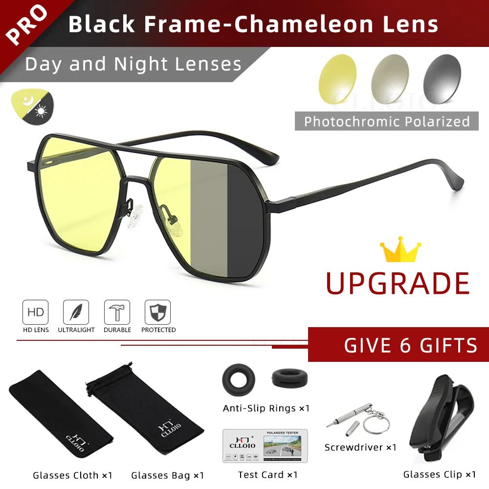 CLLOIO New Fashion Aluminum Photochromic Sunglasses Men Women Polarized Sun Glasses Chameleon Anti-glare Driving Oculos de sol - منصة بي مارت للتسوق الإلكترونيCLLOIO New Fashion Aluminum Photochromic Sunglasses Men Women Polarized Sun Glasses Chameleon Anti-glare Driving Oculos de sol