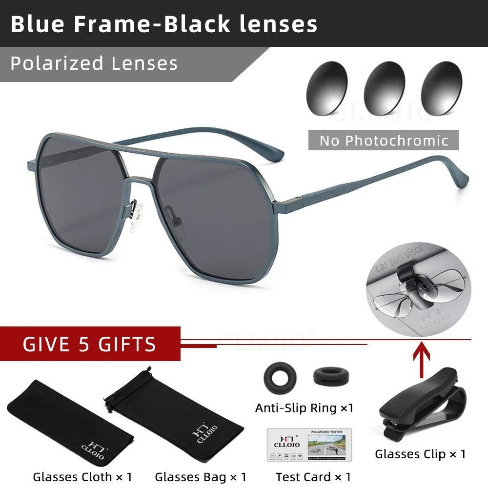 CLLOIO New Fashion Aluminum Photochromic Sunglasses Men Women Polarized Sun Glasses Chameleon Anti-glare Driving Oculos de sol - منصة بي مارت للتسوق الإلكترونيCLLOIO New Fashion Aluminum Photochromic Sunglasses Men Women Polarized Sun Glasses Chameleon Anti-glare Driving Oculos de sol