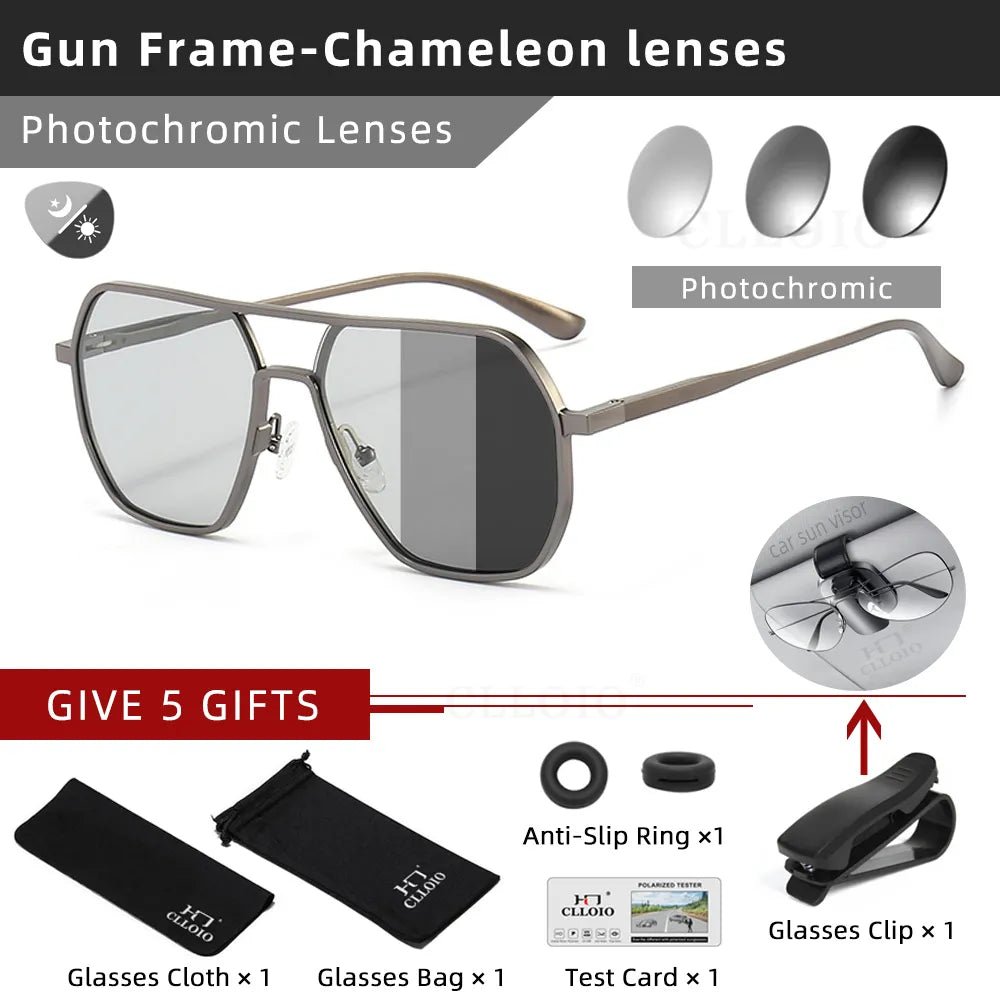 CLLOIO New Fashion Aluminum Photochromic Sunglasses Men Women Polarized Sun Glasses Chameleon Anti-glare Driving Oculos de sol - منصة بي مارت للتسوق الإلكترونيCLLOIO New Fashion Aluminum Photochromic Sunglasses Men Women Polarized Sun Glasses Chameleon Anti-glare Driving Oculos de sol