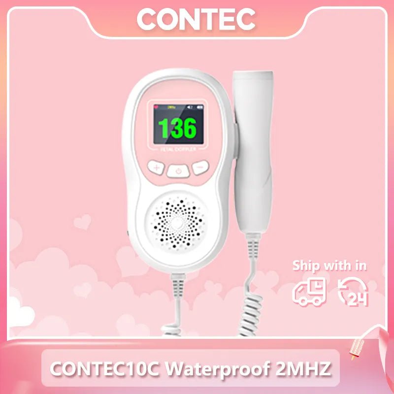 CONTEC Fetal Doppler Heart Beat Monitor Backlight LCD Pink Colour with 2Mhz 3mhz 8Mhz Probe Baby Heart Beat Monitor Probe - منصة بي مارت للتسوق الإلكترونيCONTEC Fetal Doppler Heart Beat Monitor Backlight LCD Pink Colour with 2Mhz 3mhz 8Mhz Probe Baby Heart Beat Monitor Probe