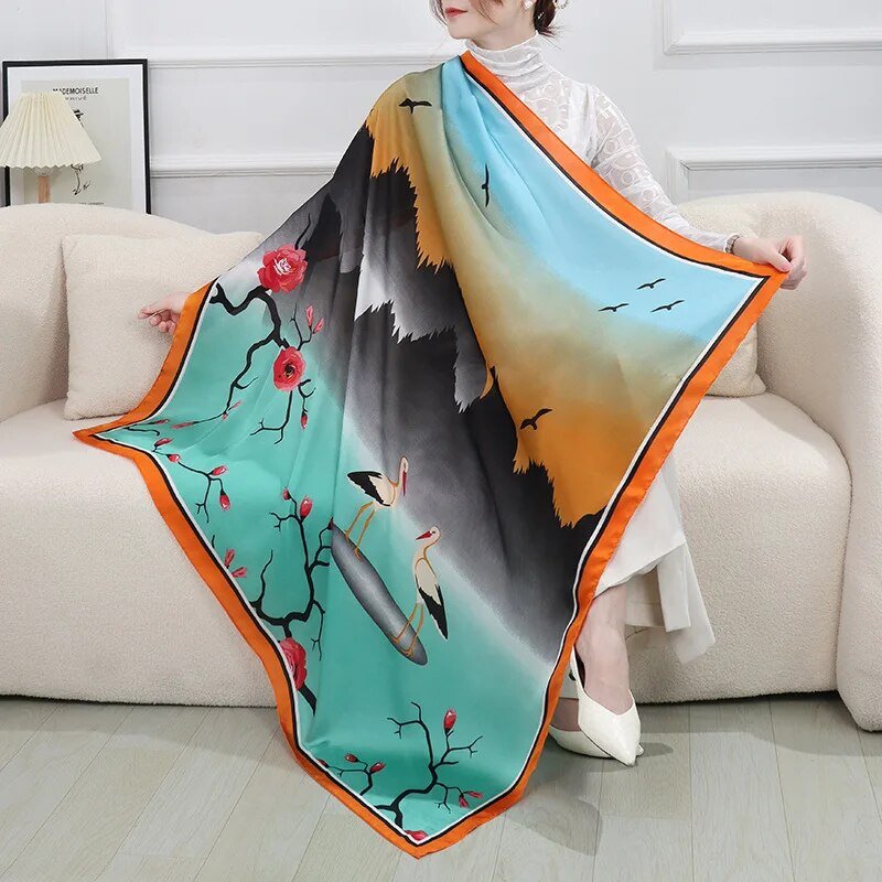 ELAIFRUIHAO الأزهار وشاح حريري شال المرأة يلتف الحجاب Foulard فام باندانا طباعة كبيرة 110 سنتيمتر مربع الأوشحة الساتان الشالات - منصة بي مارت للتسوق الإلكترونيELAIFRUIHAO الأزهار وشاح حريري شال المرأة يلتف الحجاب Foulard فام باندانا طباعة كبيرة 110 سنتيمتر مربع الأوشحة الساتان الشالات