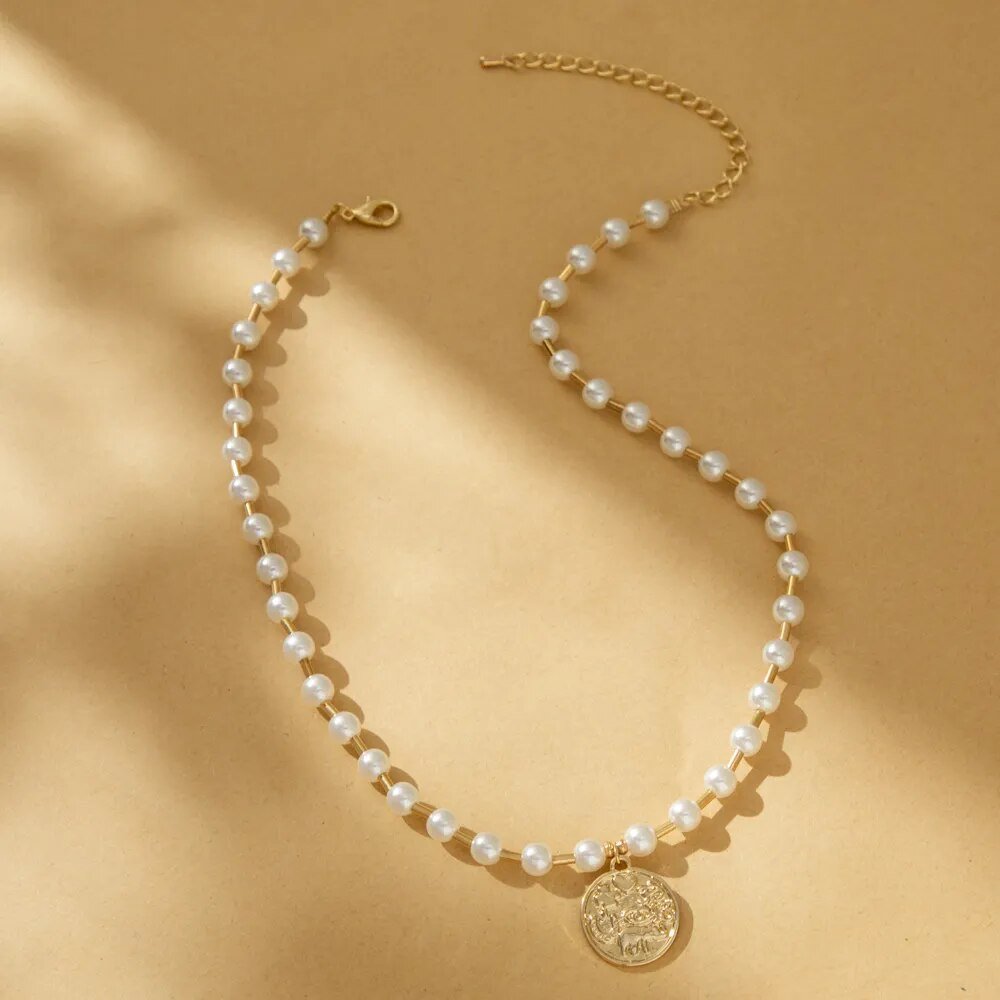 Fashion Imitation Pearl Brass Tube Pendant Necklace For Women Retro Simple Ladies Birthday Gift Jewelry Wholesale Direct Sale - منصة بي مارت للتسوق الإلكترونيFashion Imitation Pearl Brass Tube Pendant Necklace For Women Retro Simple Ladies Birthday Gift Jewelry Wholesale Direct Sale