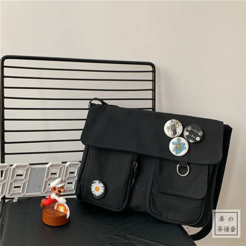 Fashion Women Canvas Shoulder Bags For Youth Casual Ladies Large Capacity Crossbody Bags Solid Handbags Messenger Bags for Women - منصة بي مارت للتسوق الإلكترونيFashion Women Canvas Shoulder Bags For Youth Casual Ladies Large Capacity Crossbody Bags Solid Handbags Messenger Bags for Women