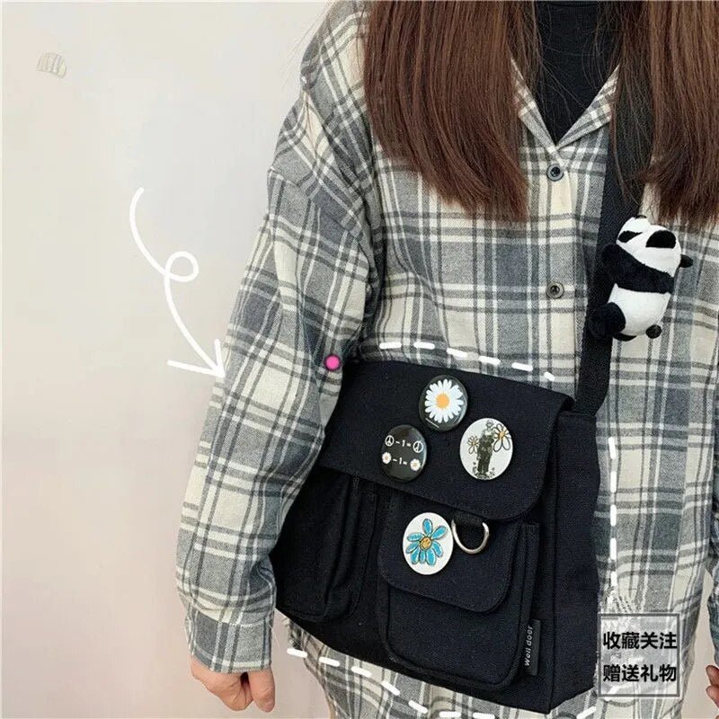 Fashion Women Canvas Shoulder Bags For Youth Casual Ladies Large Capacity Crossbody Bags Solid Handbags Messenger Bags for Women - منصة بي مارت للتسوق الإلكترونيFashion Women Canvas Shoulder Bags For Youth Casual Ladies Large Capacity Crossbody Bags Solid Handbags Messenger Bags for Women