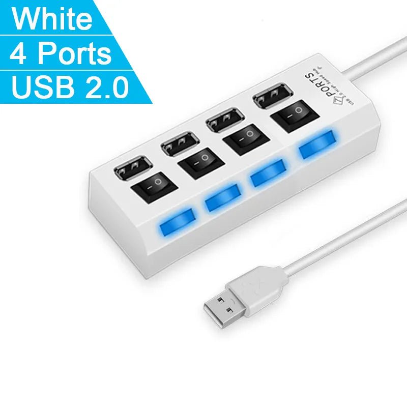 High Speed 4/7 Ports USB HUB 2.0 Adapter Expander Multi USB Splitter Multiple Extender with LED Lamp Switch for PC Laptop - منصة بي مارت للتسوق الإلكترونيHigh Speed 4/7 Ports USB HUB 2.0 Adapter Expander Multi USB Splitter Multiple Extender with LED Lamp Switch for PC Laptop