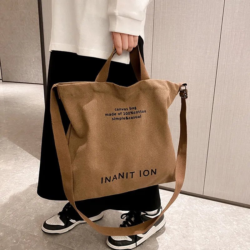 Japanese Canvas Men's and Women's Simple Cross-body Bag Wash Canvas Thick Handbag Large Capacity Arts Students Package Satchel - منصة بي مارت للتسوق الإلكترونيJapanese Canvas Men's and Women's Simple Cross-body Bag Wash Canvas Thick Handbag Large Capacity Arts Students Package Satchel