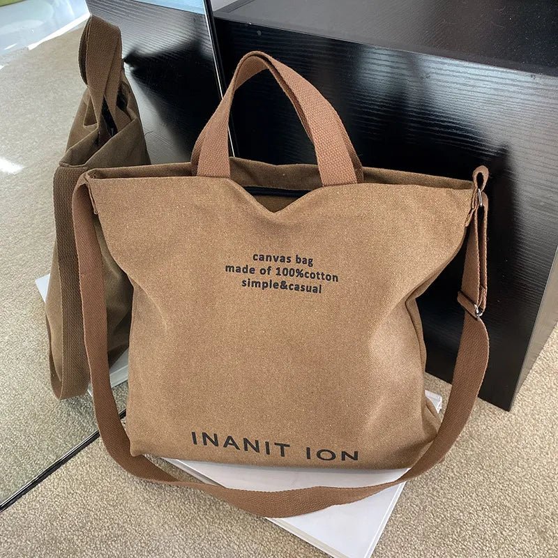 Japanese Canvas Men's and Women's Simple Cross-body Bag Wash Canvas Thick Handbag Large Capacity Arts Students Package Satchel - منصة بي مارت للتسوق الإلكترونيJapanese Canvas Men's and Women's Simple Cross-body Bag Wash Canvas Thick Handbag Large Capacity Arts Students Package Satchel