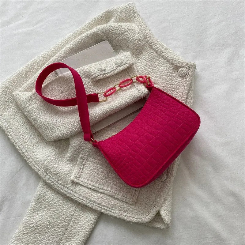 Lady Felt Armpit Design Luxury Tote Released Fashion Ladies Handbag Under Crescent Small Square Bag - منصة بي مارت للتسوق الإلكترونيLady Felt Armpit Design Luxury Tote Released Fashion Ladies Handbag Under Crescent Small Square Bag