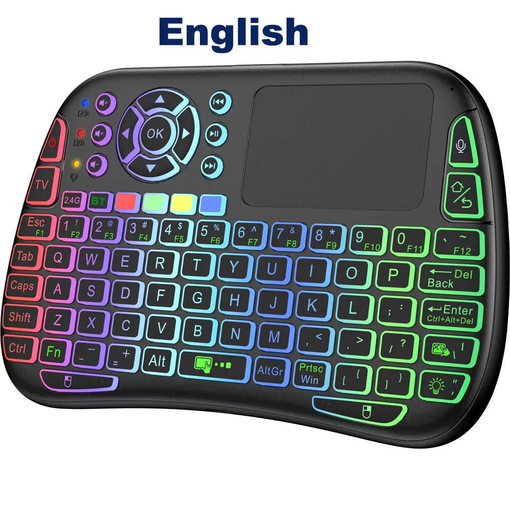 M9 Bluetooth Mini Wireless Keyboard 7 Backlit 2.4G Google Voice Air Mouse Remote Touchpad Lithium Battery for Android TV Box PC - منصة بي مارت للتسوق الإلكترونيM9 Bluetooth Mini Wireless Keyboard 7 Backlit 2.4G Google Voice Air Mouse Remote Touchpad Lithium Battery for Android TV Box PC