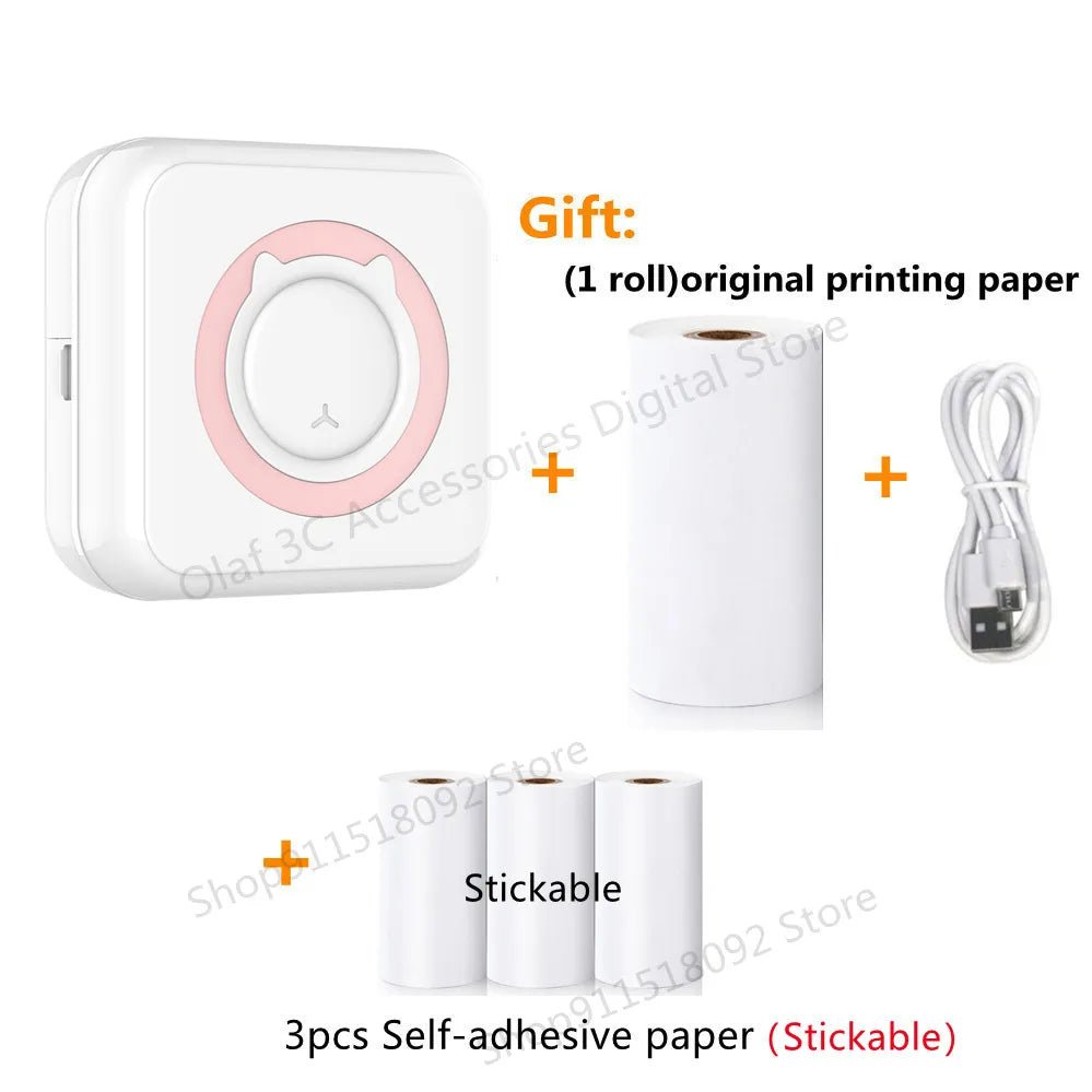 Meow Mini Label Printer Thermal Portable Printers Stickers Paper Inkless Wireless Impresora Portátil 200dpi Android IOS 57mm - منصة بي مارت للتسوق الإلكترونيMeow Mini Label Printer Thermal Portable Printers Stickers Paper Inkless Wireless Impresora Portátil 200dpi Android IOS 57mm