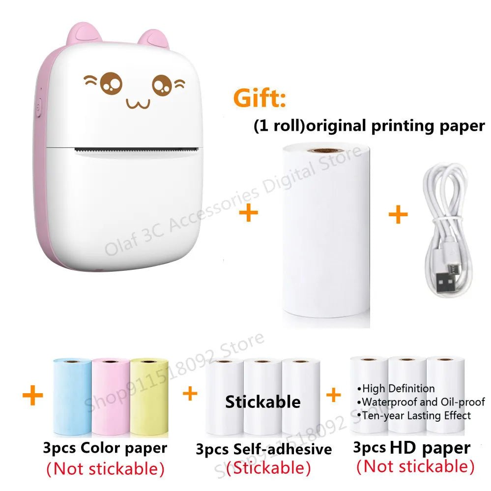 Meow Mini Label Printer Thermal Portable Printers Stickers Paper Inkless Wireless Impresora Portátil 200dpi Android IOS 57mm - منصة بي مارت للتسوق الإلكترونيMeow Mini Label Printer Thermal Portable Printers Stickers Paper Inkless Wireless Impresora Portátil 200dpi Android IOS 57mm