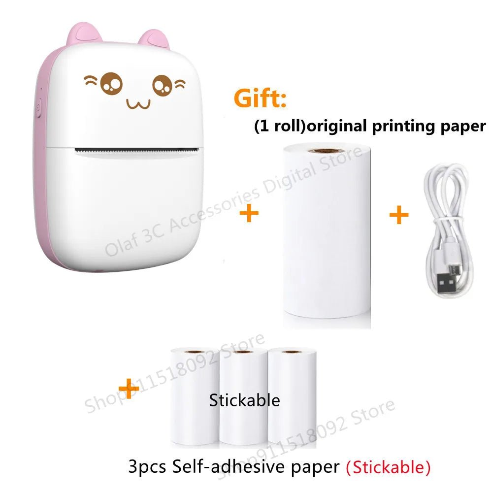 Meow Mini Label Printer Thermal Portable Printers Stickers Paper Inkless Wireless Impresora Portátil 200dpi Android IOS 57mm - منصة بي مارت للتسوق الإلكترونيMeow Mini Label Printer Thermal Portable Printers Stickers Paper Inkless Wireless Impresora Portátil 200dpi Android IOS 57mm