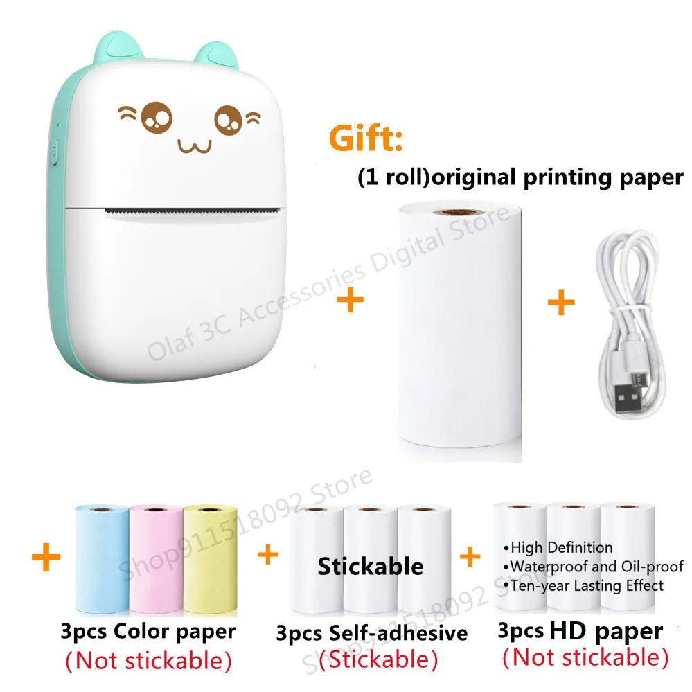 Meow Mini Label Printer Thermal Portable Printers Stickers Paper Inkless Wireless Impresora Portátil 200dpi Android IOS 57mm - منصة بي مارت للتسوق الإلكترونيMeow Mini Label Printer Thermal Portable Printers Stickers Paper Inkless Wireless Impresora Portátil 200dpi Android IOS 57mm