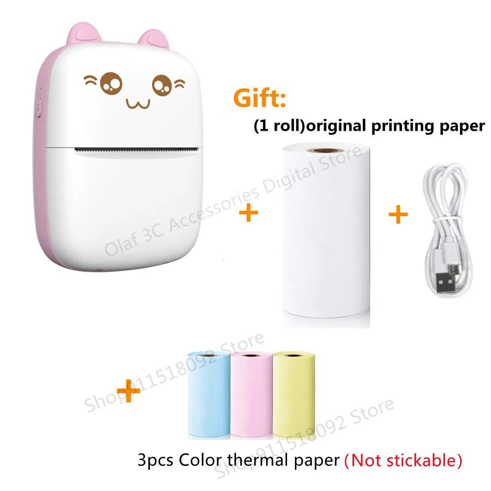 Meow Mini Label Printer Thermal Portable Printers Stickers Paper Inkless Wireless Impresora Portátil 200dpi Android IOS 57mm - منصة بي مارت للتسوق الإلكترونيMeow Mini Label Printer Thermal Portable Printers Stickers Paper Inkless Wireless Impresora Portátil 200dpi Android IOS 57mm