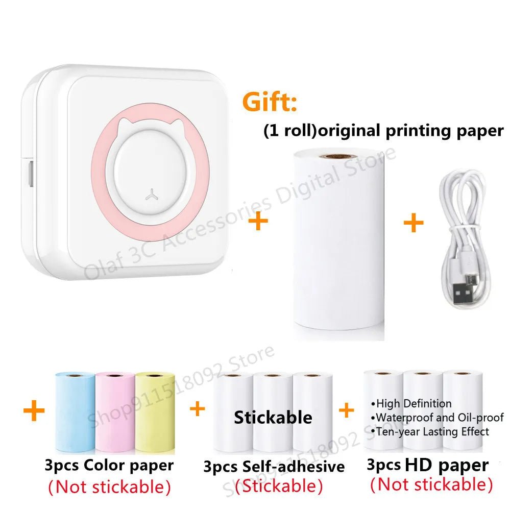 Meow Mini Label Printer Thermal Portable Printers Stickers Paper Inkless Wireless Impresora Portátil 200dpi Android IOS 57mm - منصة بي مارت للتسوق الإلكترونيMeow Mini Label Printer Thermal Portable Printers Stickers Paper Inkless Wireless Impresora Portátil 200dpi Android IOS 57mm